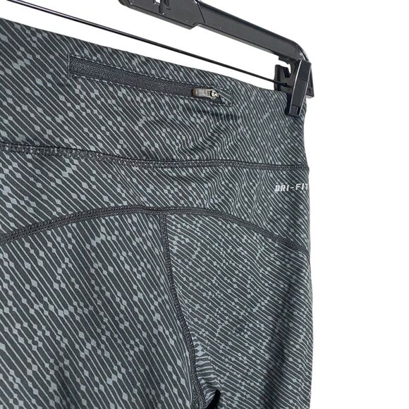 Nike Running Leggings Womens XS Black Gray Dri Fit Meteor Capri Geometric Gym - Picture 6 of 9